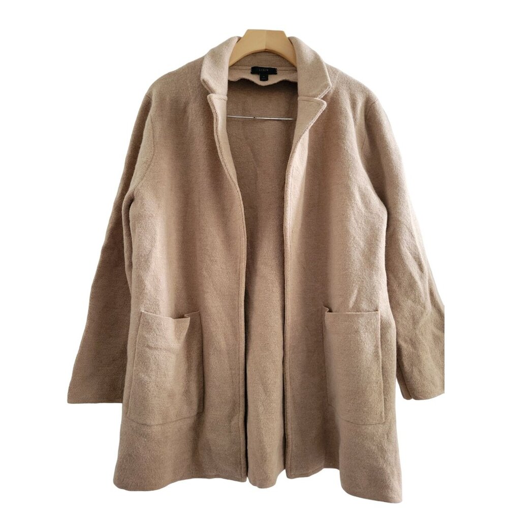 J. Crew Juliette Tan Sweater Blazer Open Merino Wool blend size XL  Neutral